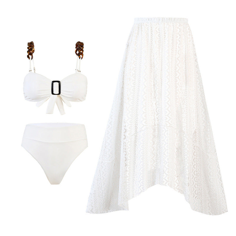 Damen Bikini-Set mit elegantem Wickelrock und raffinierten Trägerdetails R&B