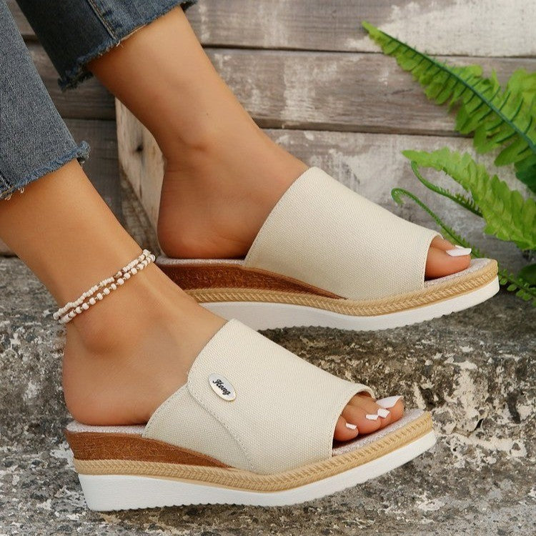 Damen Wedge-Sandalen mit eleganter Textil-Oberfläche und komfortabler Fußbettgestaltung R&B
