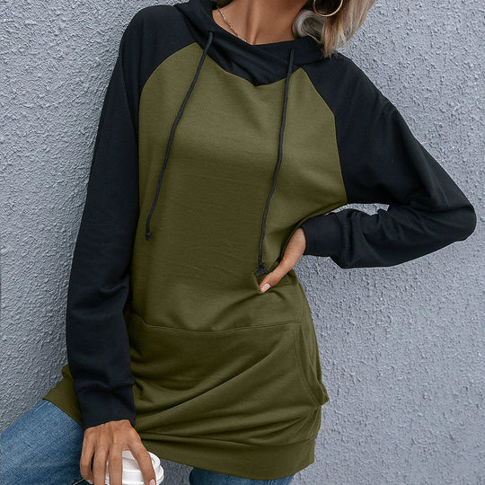 R&B | Hoodie Lockere Passform Weiches Strickmaterial Raglanärmel Kapuze mit Kordelzug