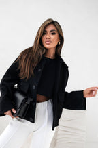 Damen Kuschelige Overshirtjacke im lässigen Stil mit praktischen Taschen und Knopfverschluss R&B