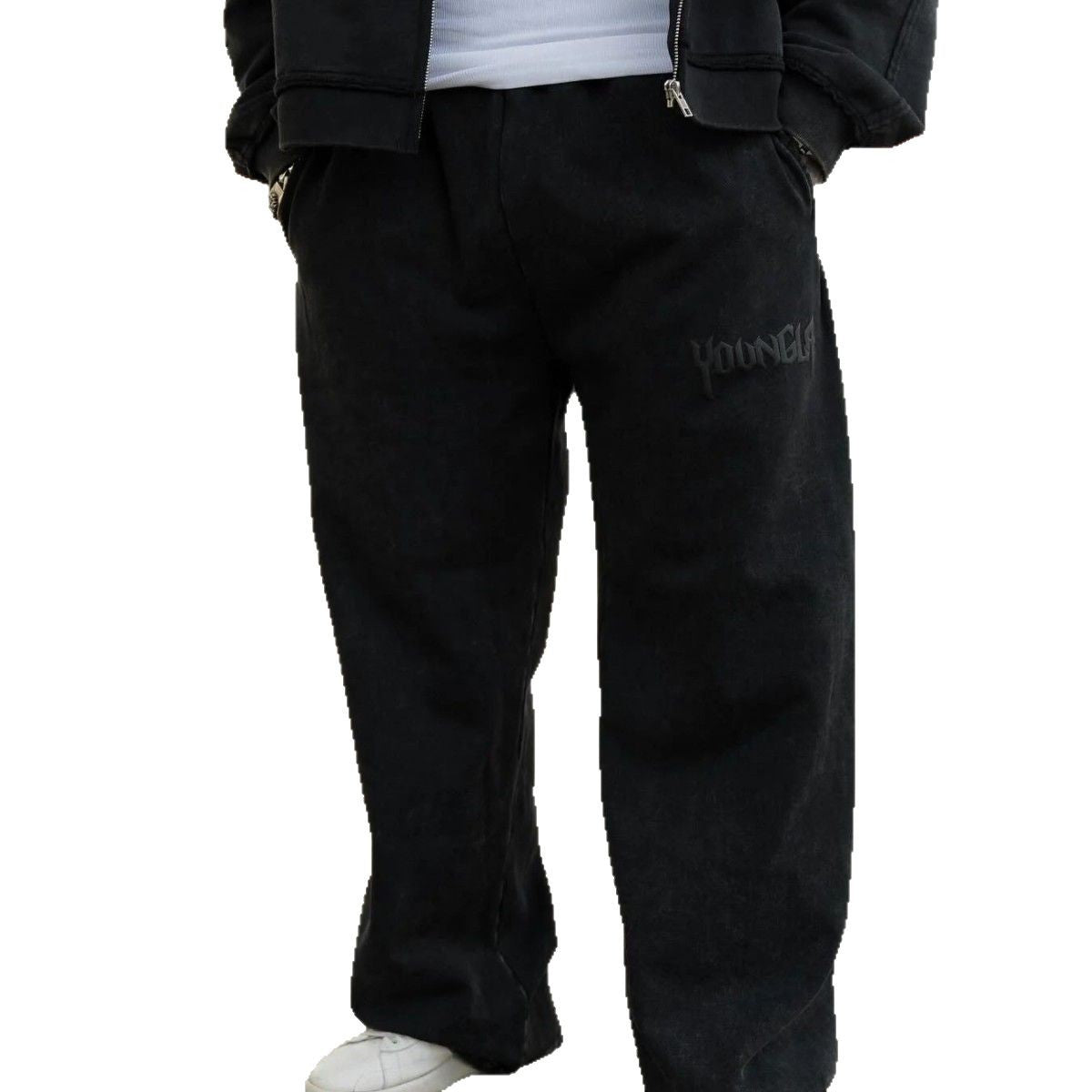 Herren bequeme Freizeithose mit seitlichen Eingrifftaschen und elastischem Bund R&B