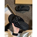 Damen Clogs mit dekorativer Schleifenverzierung und Punkten R&B