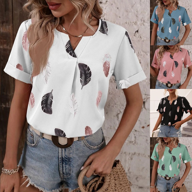 Damen Trendy Bluse mit Blattmuster und lässigem Schnitt R&B