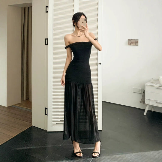 Damen Maxi-Kleid mit elegantem Schößchen R&B