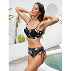 Damen Triangel-Bikini mit floralem Push-Up-Oberteil und flexibel verstellbarem Slip R&B