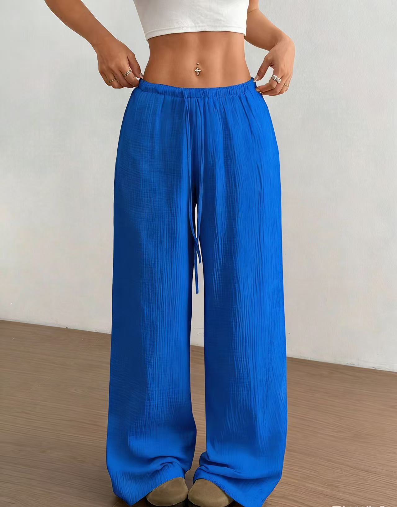 Damen weite, glänzende Palazzo-Hose R&B