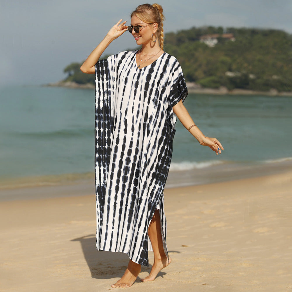 Damen luftiger Strandkaftan mit asymmetrischem Schnitt R&B