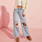 Damen Jeansjacke mit lässigem Schnitt und fransigem Saum R&B