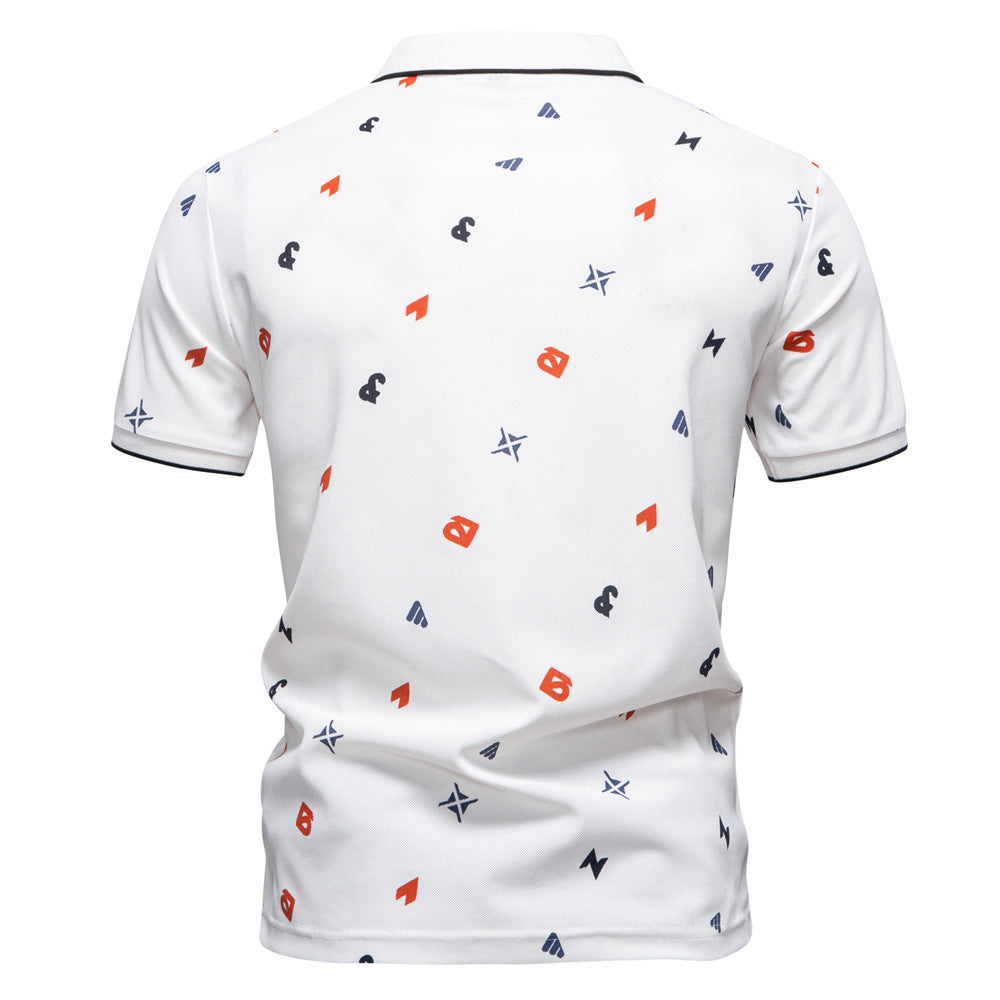 Herren Kurzarm Poloshirt mit hochwertigem Allover-Muster