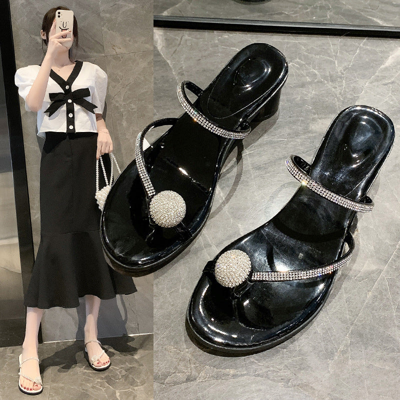 Damen elegante Sandalen mit glitzerndem Kristallakzent R&B