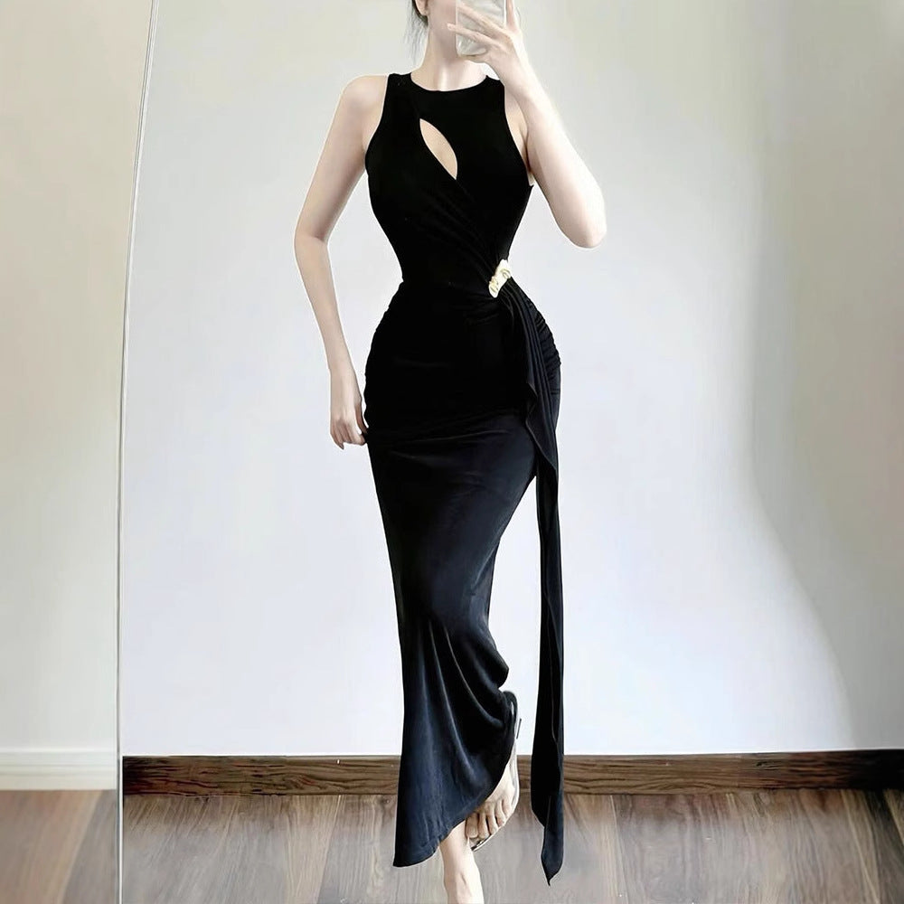 Damen figurbetontes Abendkleid mit asymmetrischem Schnitt und eleganter Drapierung R&B