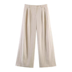 Damen weite Leinenhose mit eleganter Faltenlegung R&B