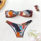 Damen Bikini-Set mit elegantem Bustier und modischem Animal-Print