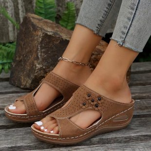 Damen bequeme Riemchen-Sandalen mit modischem Schlangenmuster und flexiblem Fußbett R&B