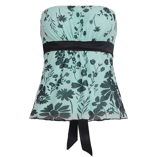 Damen Bandeau-Top mit floralem Design und verstellbarem Taillenband R&B