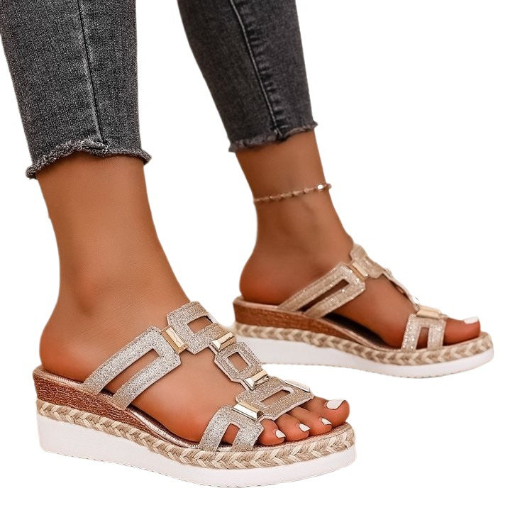 Damen Komfortable Riemensandalen mit trendigem Ketten-Design R&B