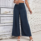 Damen Weite Hose mit eleganten Falten und hochwertigem Taillengürtel R&B