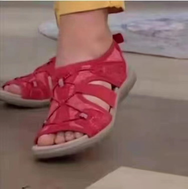 Damen Komfortable Freizeitsandalen mit anatomischer Fußbettung und verstellbarem Klettverschluss R&B