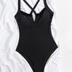 Damen Einteiliger Badeanzug mit neckischem V-Ausschnitt und raffinierten Trägerdetails R&B