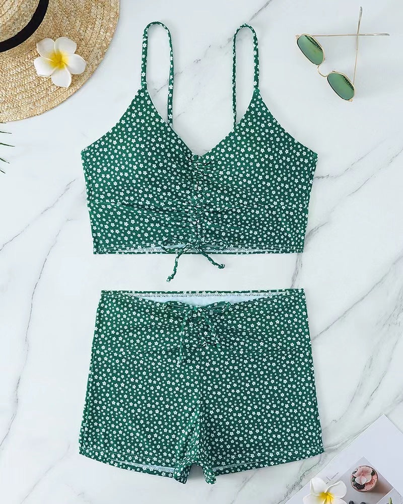 Damen Bikini mit floralem Rüschendesign und verstellbaren Trägern R&B