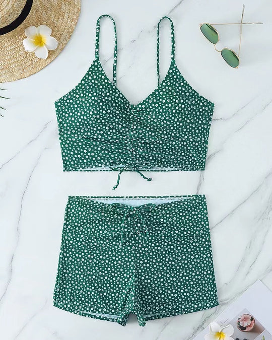 Damen Bikini mit floralem Rüschendesign und verstellbaren Trägern R&B