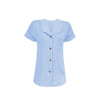 Damen Blusenshirt mit stilvollem Schalkragen und dekorativen Knopfdetails R&B