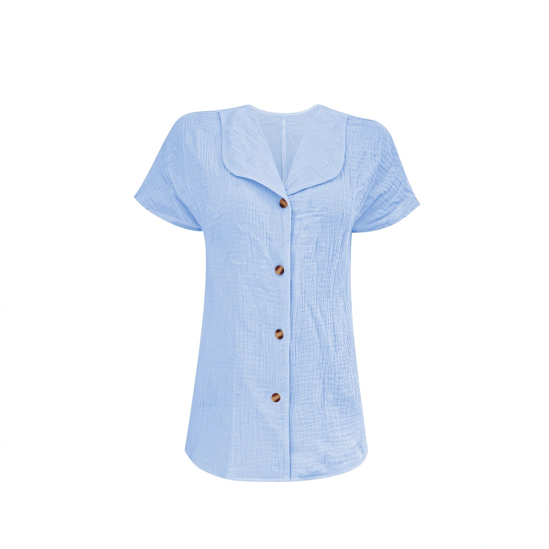 Damen Blusenshirt mit stilvollem Schalkragen und dekorativen Knopfdetails R&B