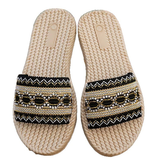 Damen modische Strandsandalen mit bunten Stickereien und ergonomischer Sohle R&B