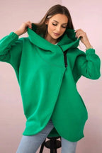 R&B | Zip Kapuzenpullover mittellange Fleece Sweatjacke