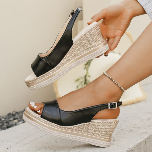Damen Wedge-Sandalen mit verstellbarem Riemen und rutschfester Sohle R&B