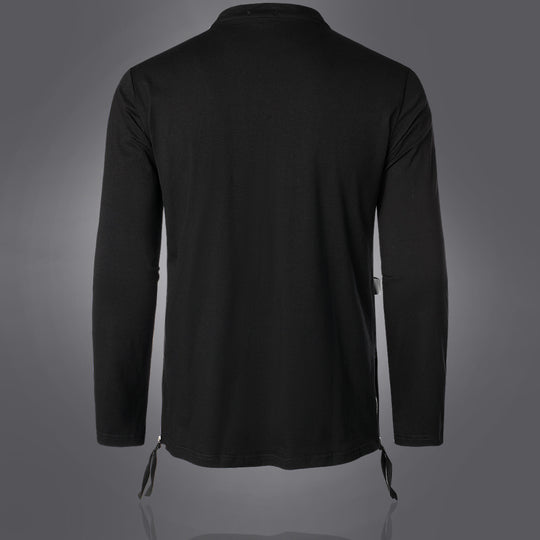 Herren Modisches Langarmshirt mit Asymmetrischem Design und Praktischer Brusttasche R&B