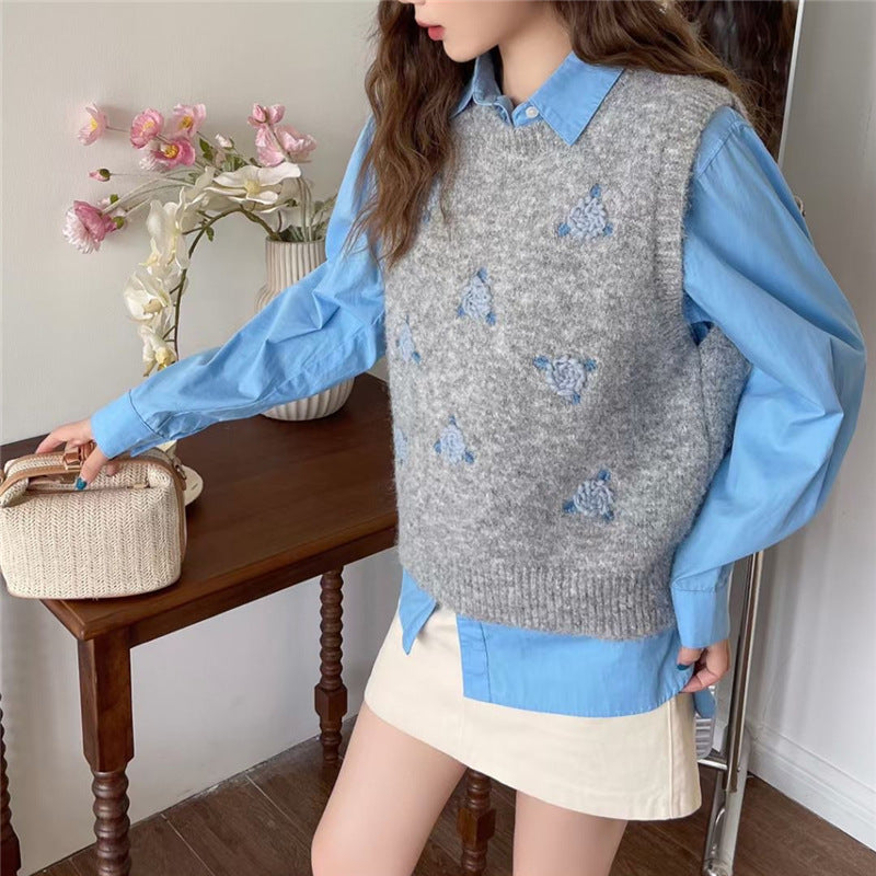 Damen Strickpullover mit floralem Muster R&B
