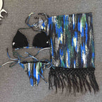Damen Bikini-Set mit trendigem Fransenüberrock und verstellbaren Trägern R&B