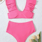 Damen Hochgeschnittener Bikini mit Rüschendetails R&B