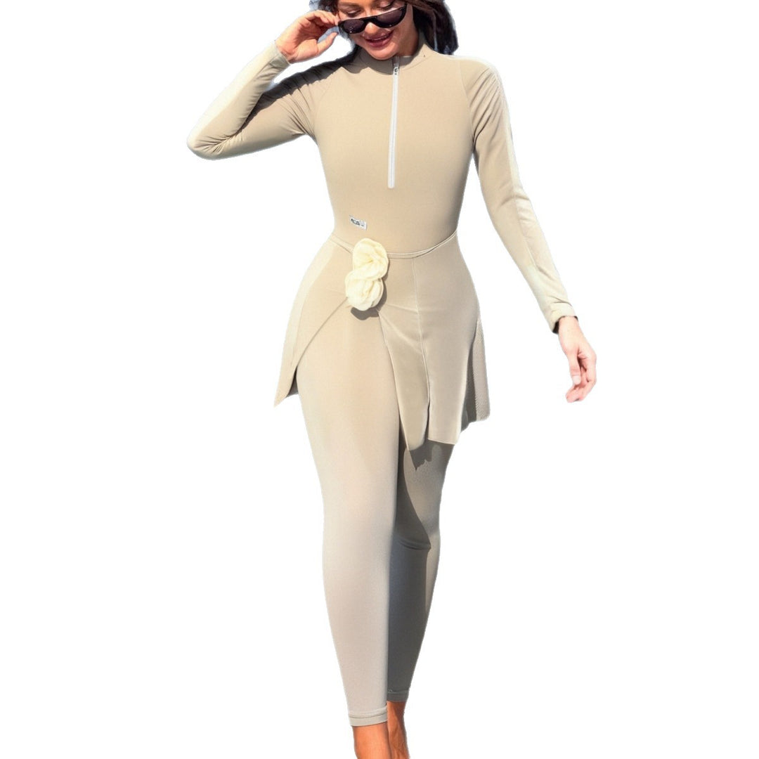 Damen Sportlicher Einteiler mit Wickeloptik R&B