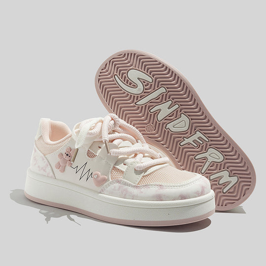 Damen Sneakers mit charmantem Bärenmotiv und atmungsaktiver Oberflächenstruktur R&B