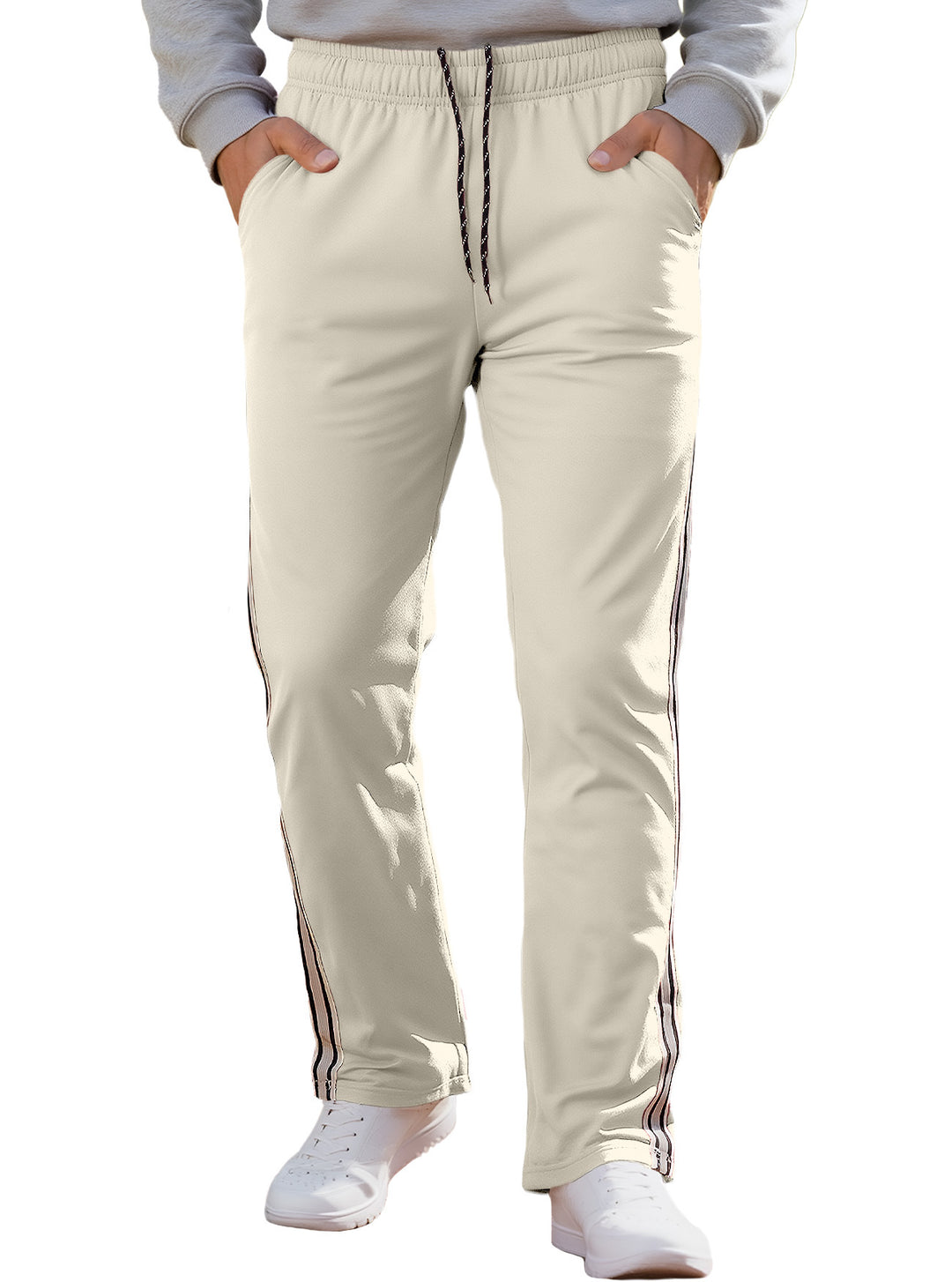 Herren nan Retro-Trackhose mit schmal zulaufendem Bein elastischem Bund Tunnelzug und seitlichen Streifen R&B