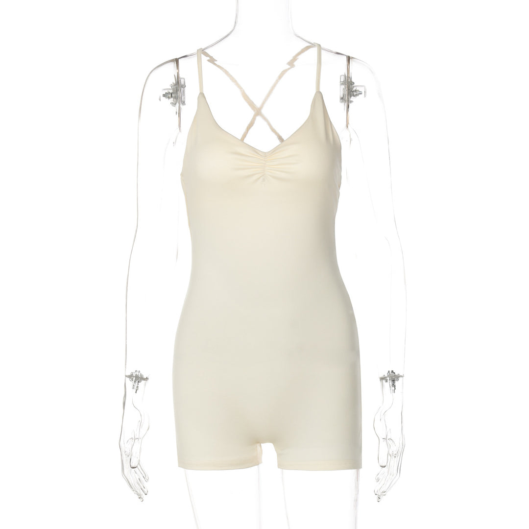 Damen Bodycon Einteiler mit gekreuztem Träger R&B