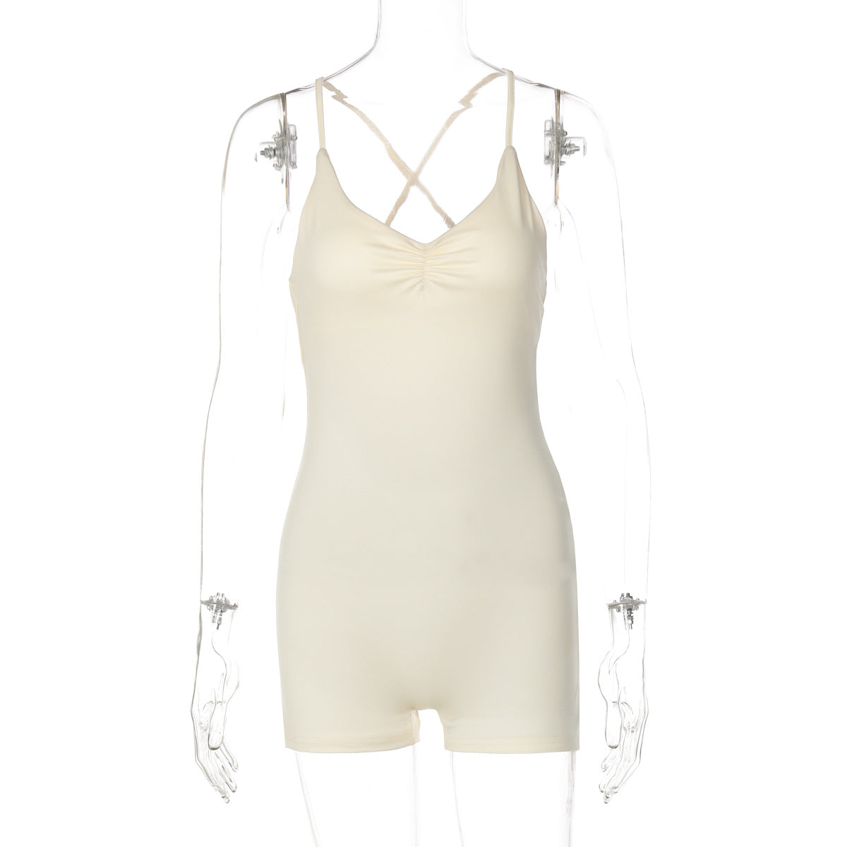 Damen Bodycon Einteiler mit gekreuztem Träger R&B