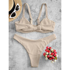 Damen Triangel-Bikini mit schickem Rippdesign und verstellbaren Trägern R&B