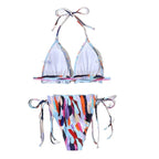 Damen Triangel-Bikini mit doppeltem Rüschendesign und verstellbarem BindR&Band R&B