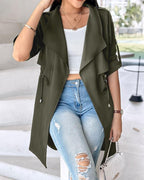 Damen Modische Trenchjacke mit lässigem Schnitt und praktischen Taschen R&B