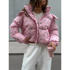 Damen gefütterte Blumensteppjacke im modernen Schnitt R&B
