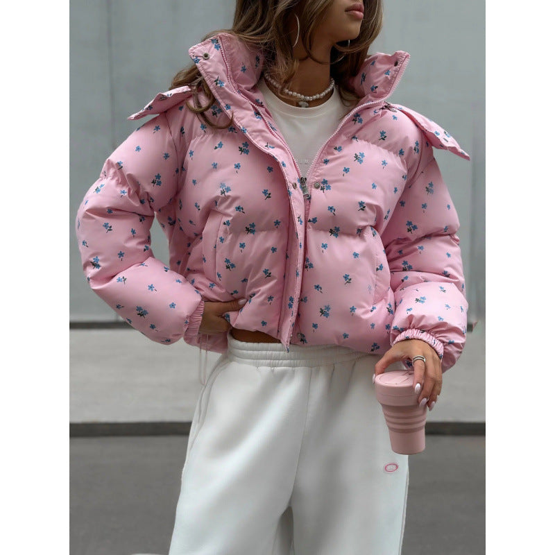 Damen gefütterte Blumensteppjacke im modernen Schnitt R&B