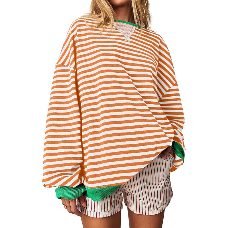 Damen Bequeme Streifenpulli mit Raglanärmeln und elastischen Bündchen R&B