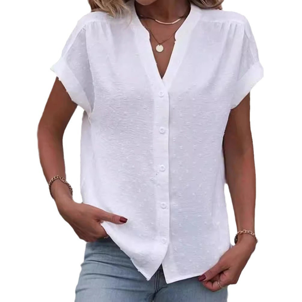 Damen Kurzarm Bluse mit feinem Strukturmuster R&B