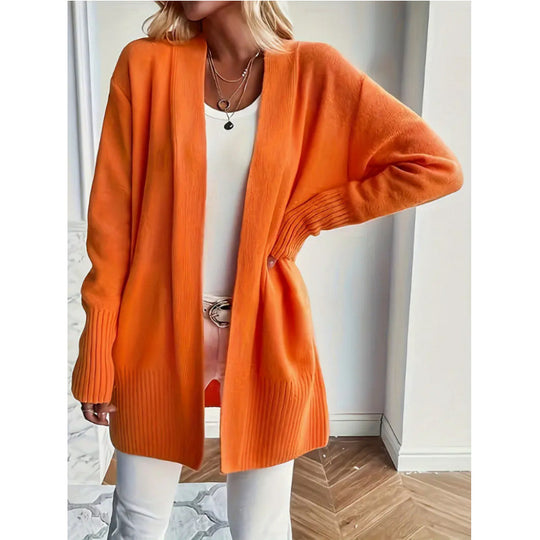 Damen Langstrickjacke mit praktischen Taschen und elegantem V-Ausschnitt R&B