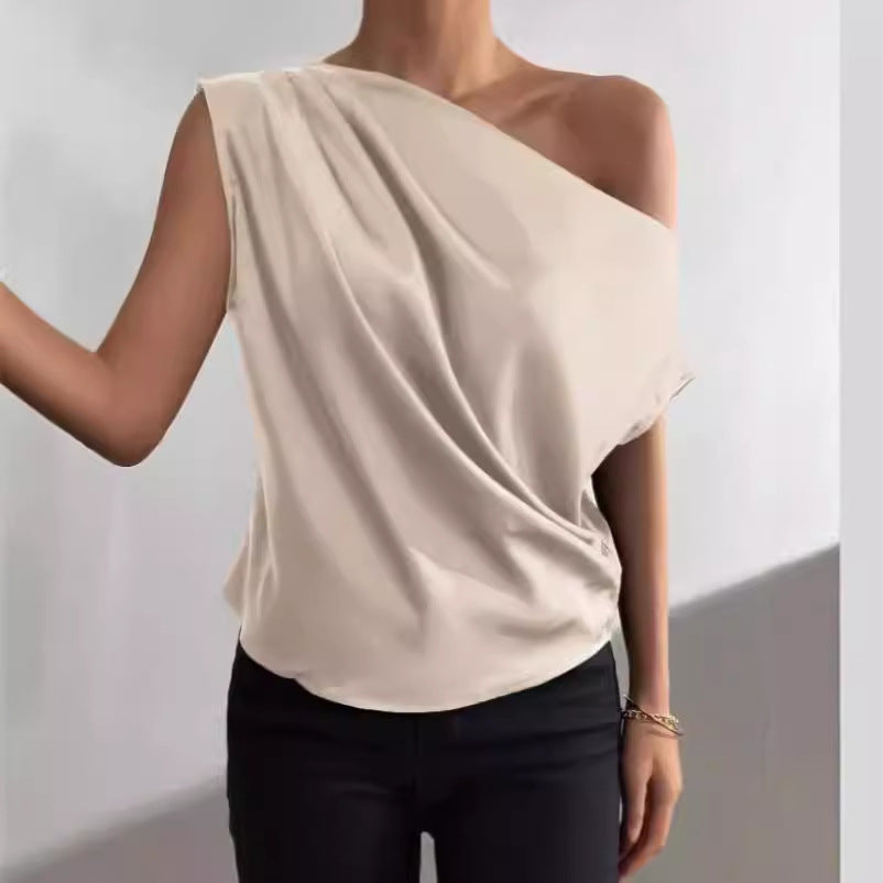 Damen Asymmetrisches Oberteil mit tiefem Ausschnitt und fließendem Stoff R&B