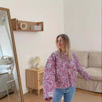 Damen modische Oversized-Jacke mit floralem Muster R&B