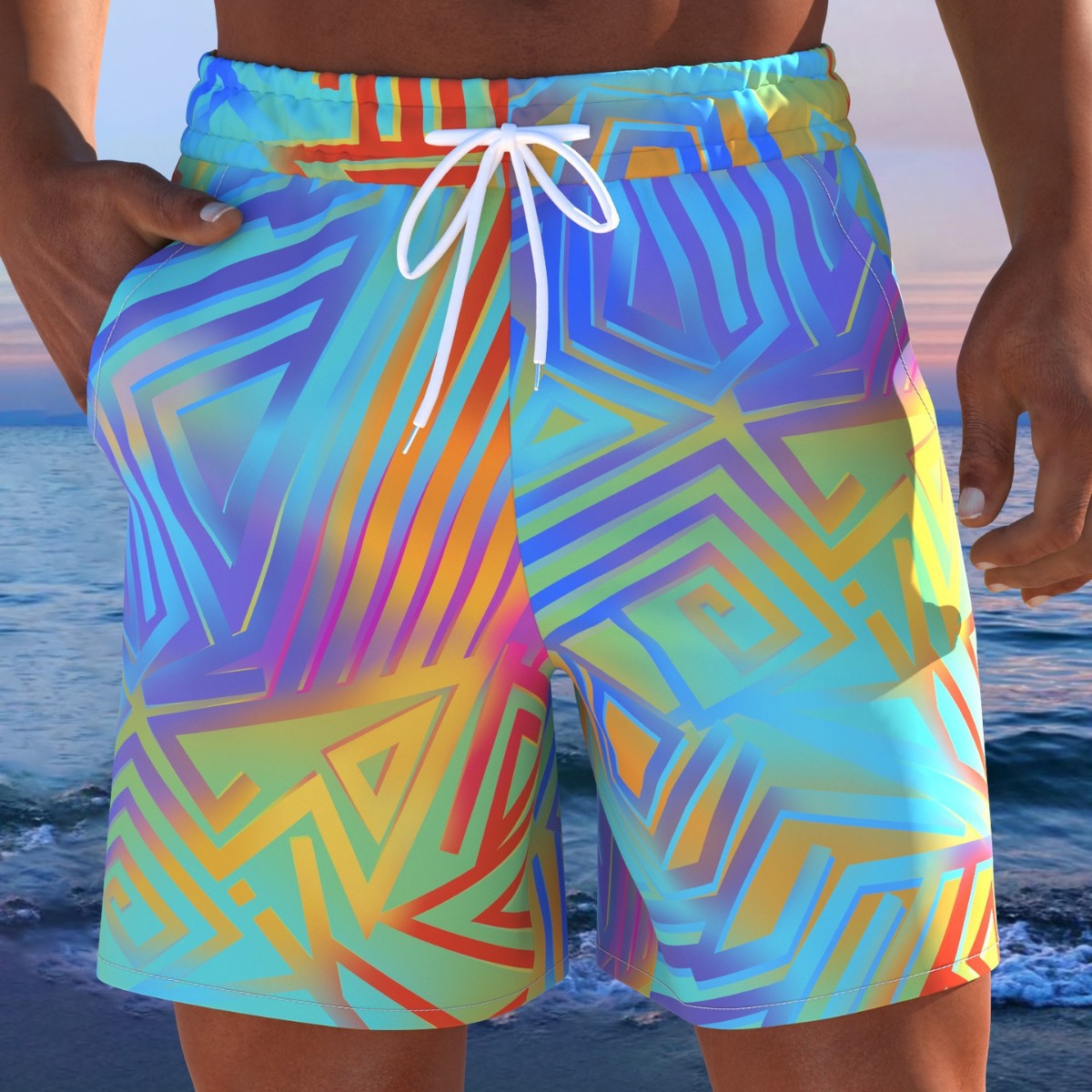 Herren Badeshorts mit animalischem Muster und elastischem Bund